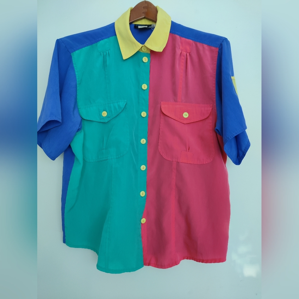 Vintage Colour Block Shirt Unisex Size M